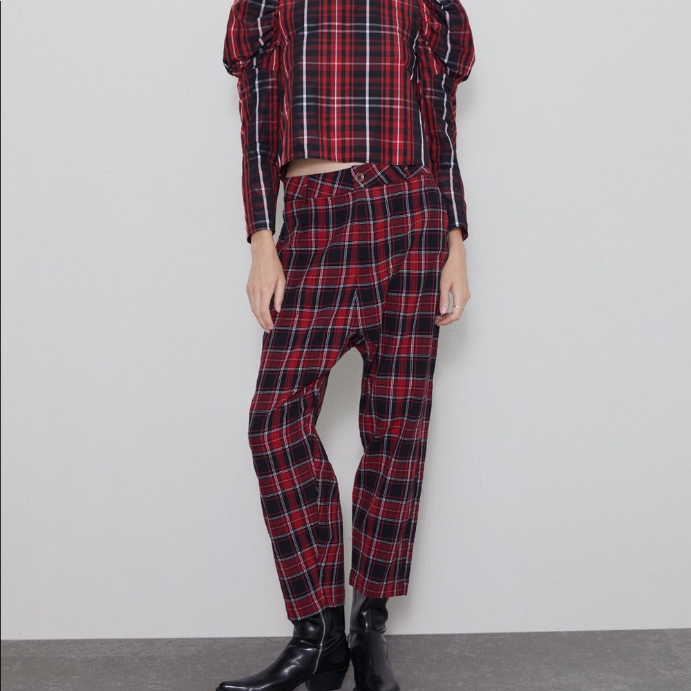 Zara Slouchy Plaid Pants